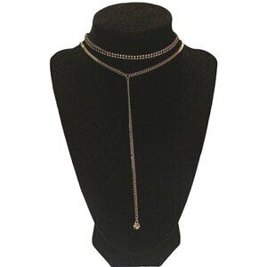 Carisma Layered Necklace Set Black Studded Choker Gold Chain Stone Pendant